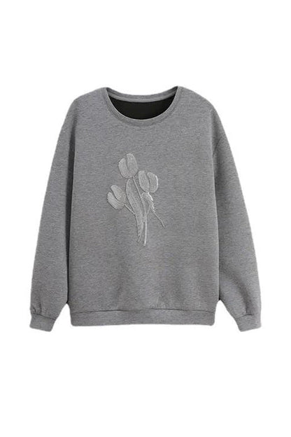 Annabelle | Round neck flower sequin sweatshirt