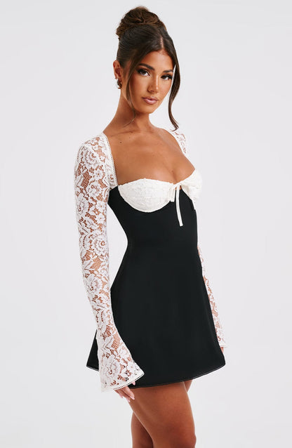 Jade Mini Dress | Black-White